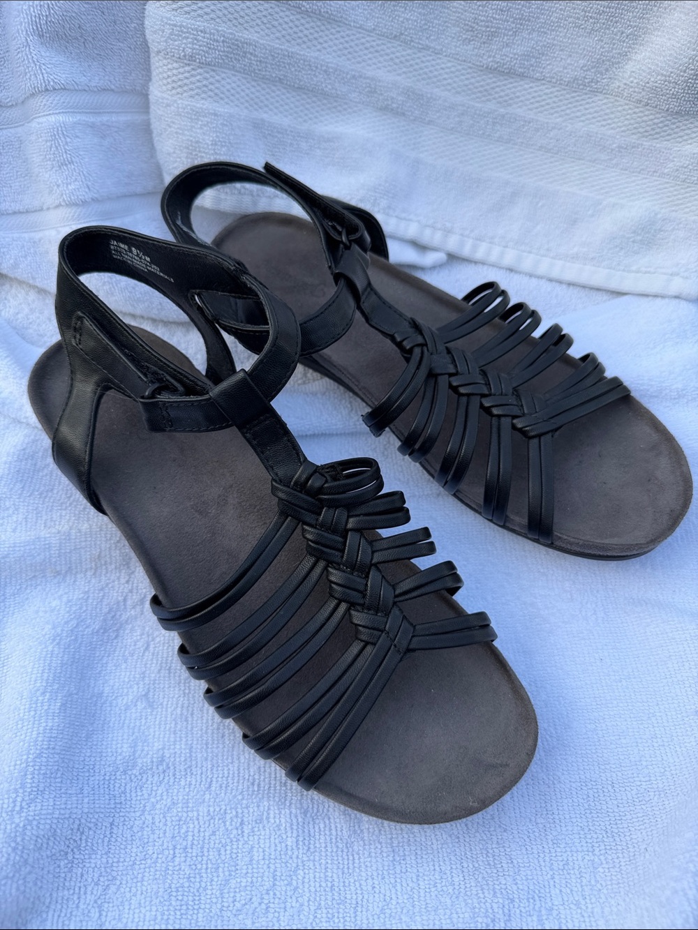 Women's Black Strappy Baretrap Sandals
